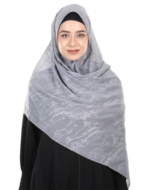 Abstract Design formal Grey chiffon Hijab