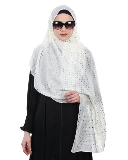 Golden Embellished Party wear Off-white high fashion hijabs