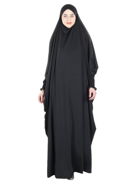 Smooth Black Jersey Full Body Jilbab Prayer Set