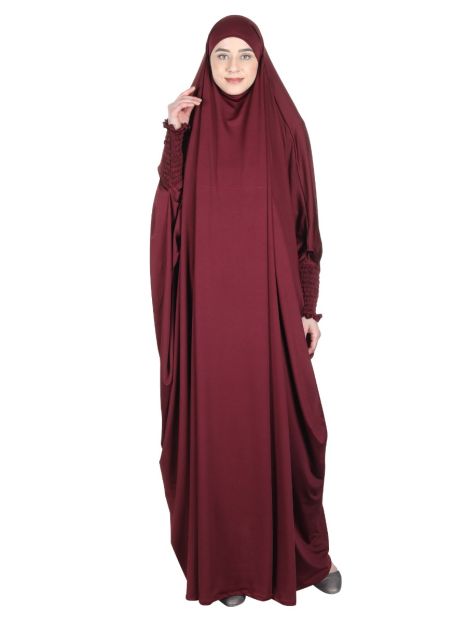 Smooth Maroon Jersey Full Body Jilbab Prayer Set