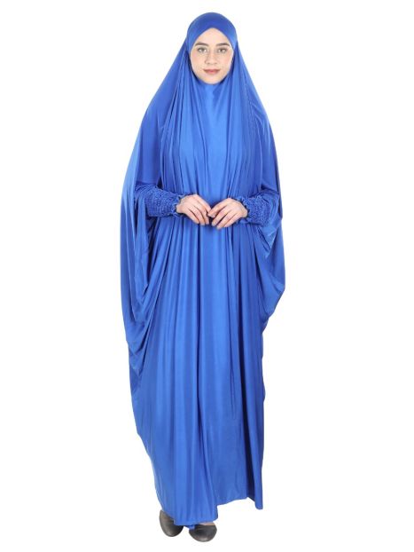 Smooth Royal Blue Jersey Full Body Jilbab Prayer Set