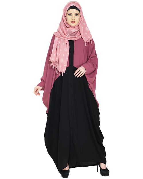 Trendy Onion Pink and Black Kaftan