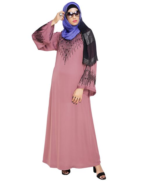 Ornate Onion Pink Dubai Style Abaya