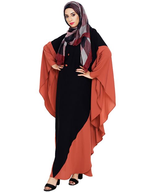 Aesthetic Black and Brick Red Kaftan