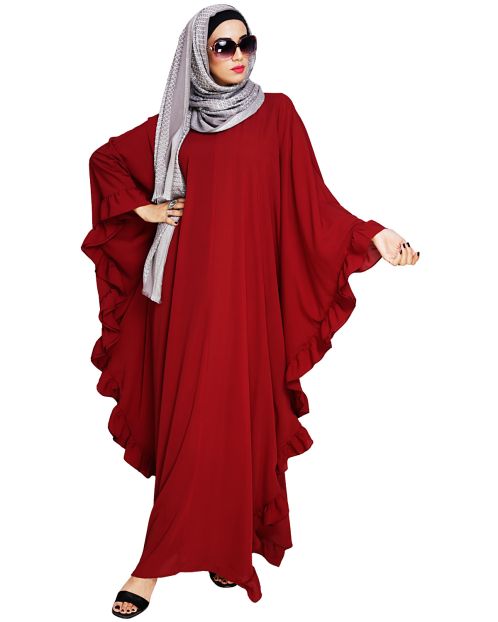 Ruffled Wine Kaftan