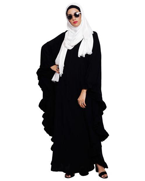 Ruffled Black Kaftan