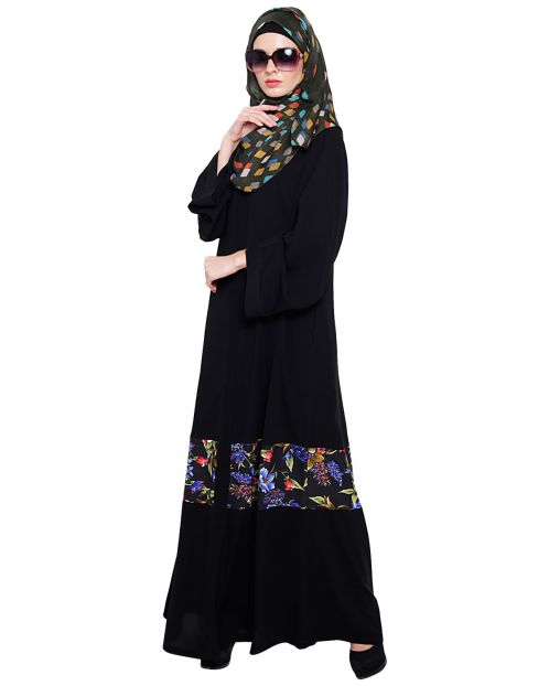 Elegant Black Printed Dubai Style Abaya