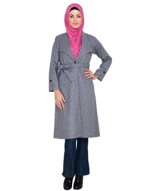 Grey Shalw Collar Single Button coat