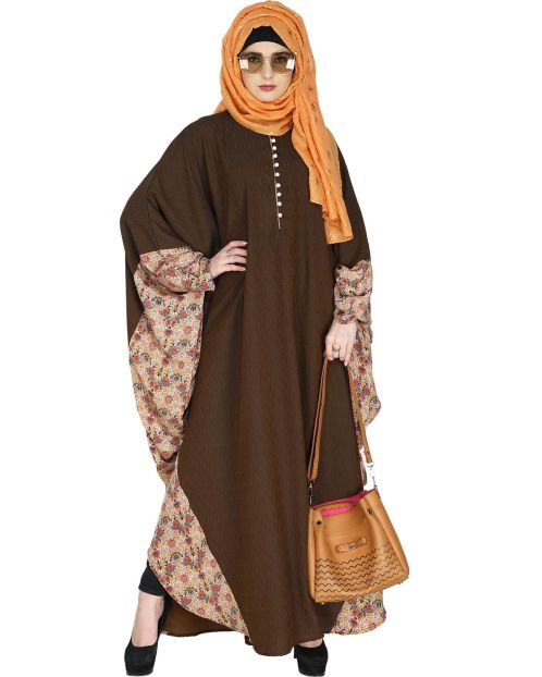 Floret Printed Mustard Brown Kaftan