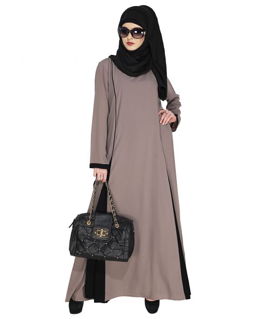 Inverted Pleat Fossil Grey Frock Abaya