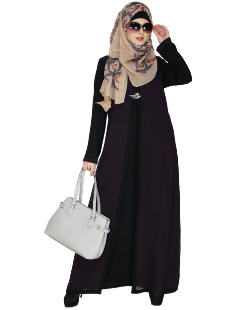 Layered Purple Maxi Dress Abaya