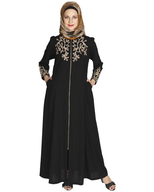 Feather Shot Black Abaya