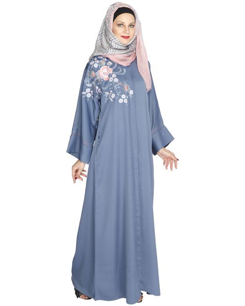 Daisy Drill Bluish Grey Abaya