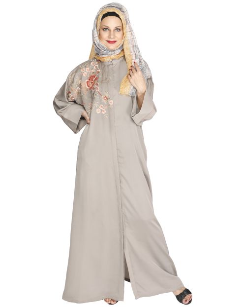 Daisy Drill Grey Abaya