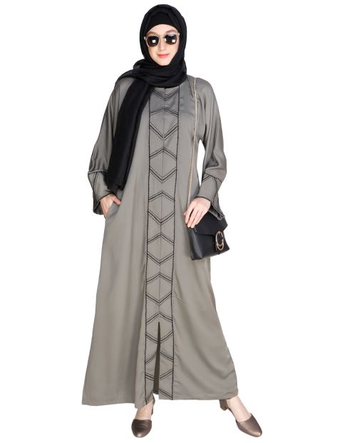 Classic Button down Grey Abaya