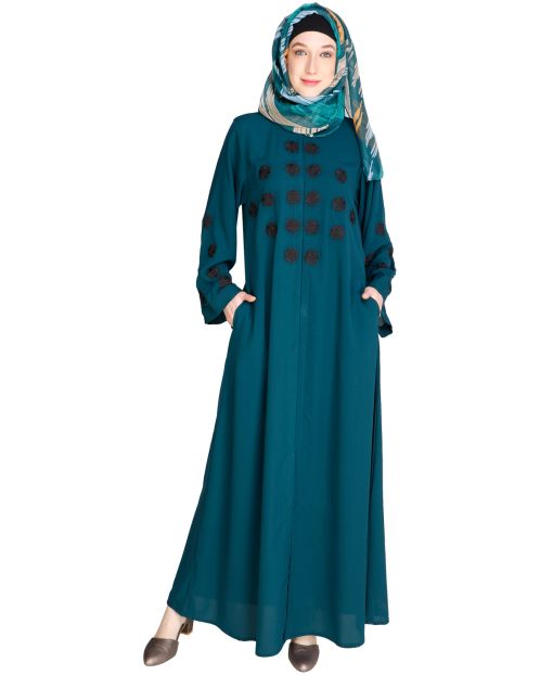 Flowless Bottle Green Abaya