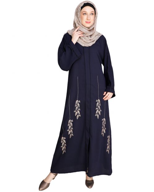 Classic Dubai Style Blue Abaya