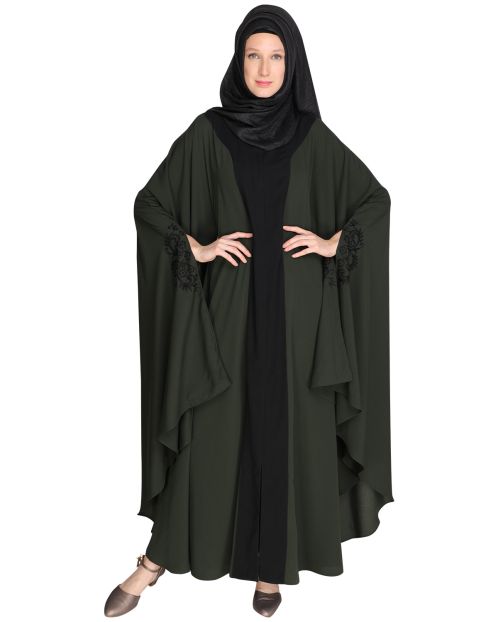 Delicate Embroidered Green Irani Kaftan