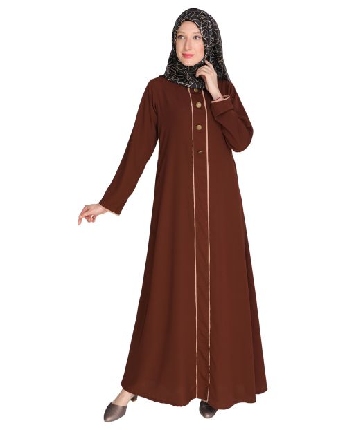 Sleek Dark Brown Abaya