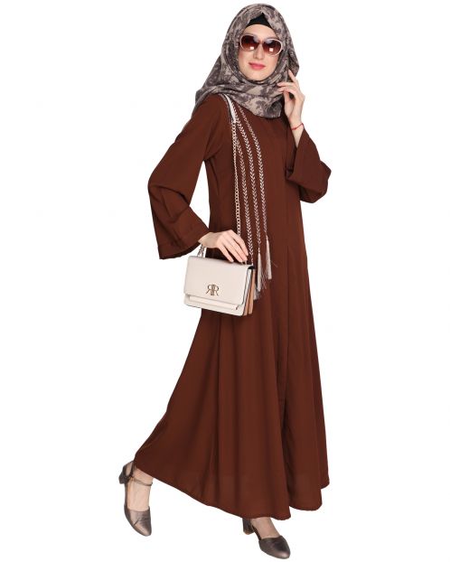Elegant Brown Embroidered Abaya