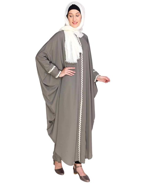 Lace Trim Grey Kaftan