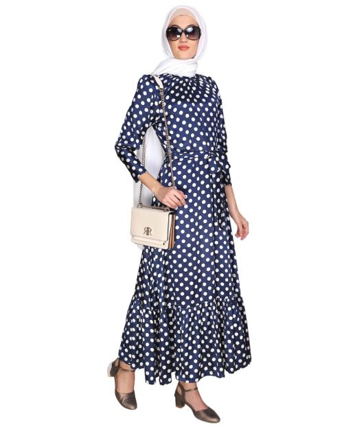 Polka Dots Blue Maxi Dress