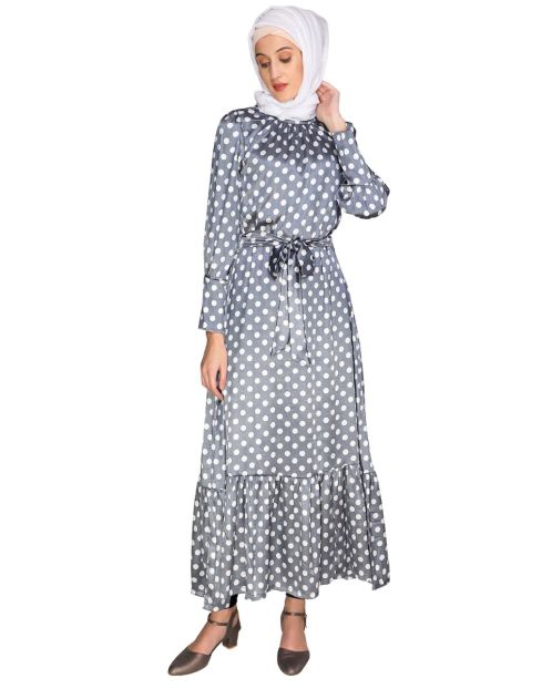 Polka Dots Grey Maxi Dress