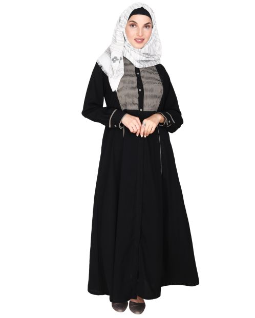 Wavetucks Yoke Black and Grey Abaya