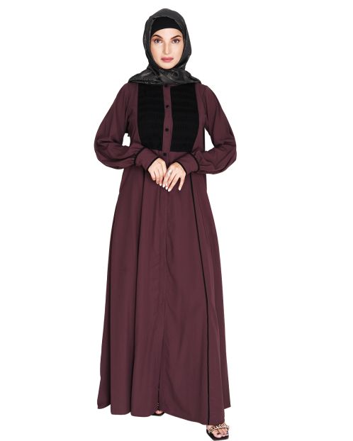 Wavetucks Yoke Purple and Black Abaya