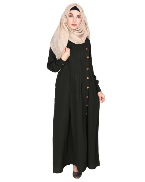 Flowy and Elegant Olive Green Pintuck Abaya