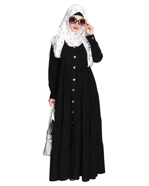 Contemporary Black Multi Layered Gather Dress