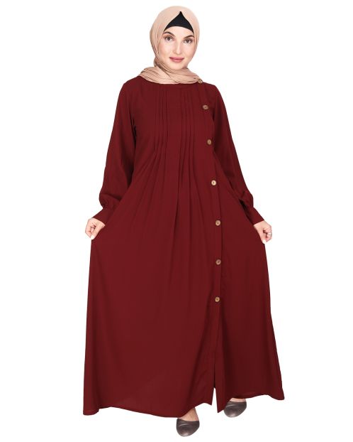 Flowy and Elegant Maroon Pintuck Abaya