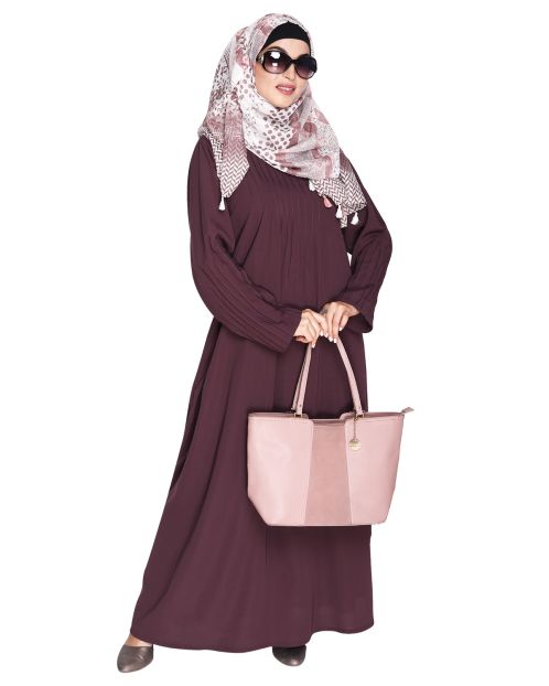 Sleek and Simple Imperial Purple Abaya with Pintuck Detailing