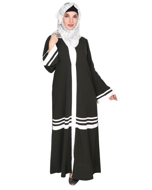 Elementary Olive and White Abaya