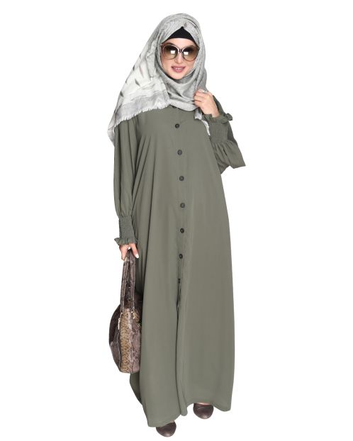 Voguish Dead Mint Front Open Abaya