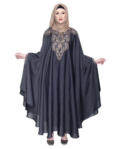 Extravagant Single Layered Dark Grey Luxury Kaftan