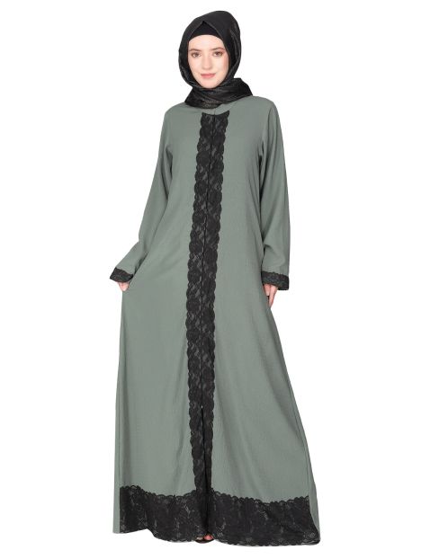 Straightlaced formal dead mint front open Abaya