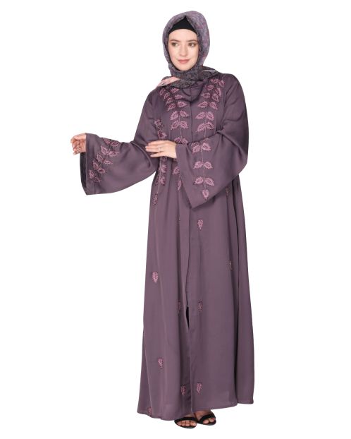 Stems & Leaves heavy embroidered purple dubai Style Aaya