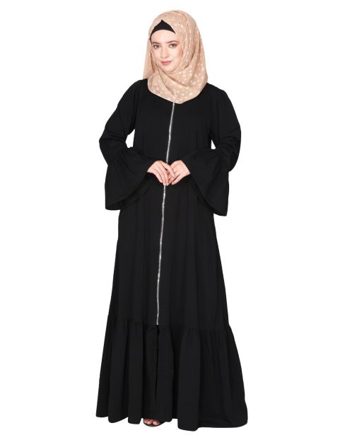 Progressive newage black front open Abaya