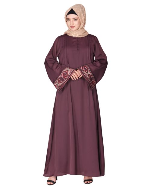 A pretty smooth flowing Bohemian Bell Sleeves purple abaya