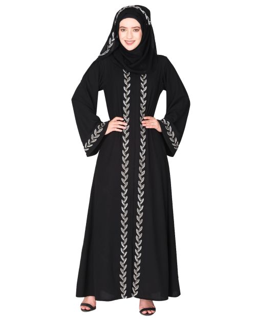 Extraordinary Pearl Drop leaves black abaya