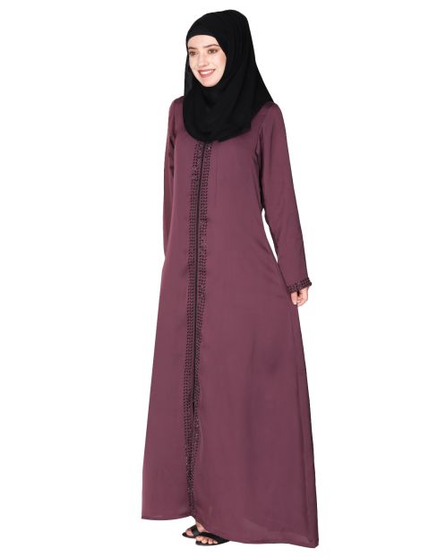 Sparkling Swarovski Crystal Stone Work purple abaya