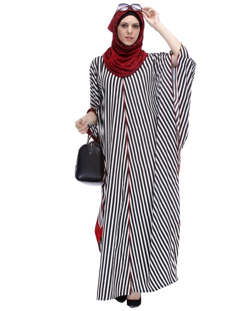 Black And White Striped Kaftan